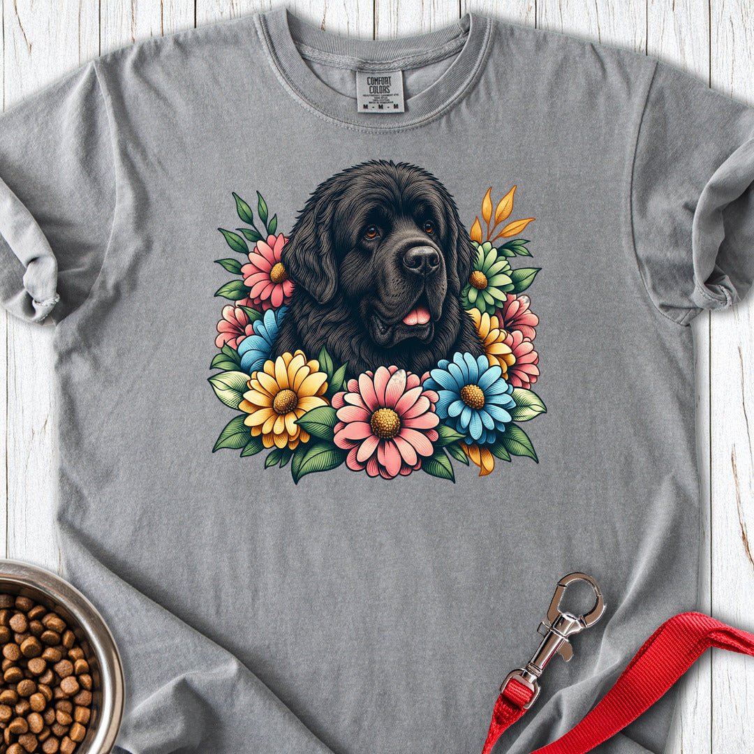 Newfoundland Flower Wreath Premium Tee Gift For Dog Lover