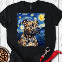 Pitbull Brindle Van Gogh T Shirt Gift For Dog Lover