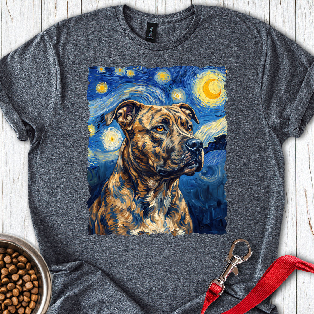 Pitbull Brindle Van Gogh T Shirt Gift For Dog Lover