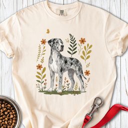 Merle Great Dane Flowers Premium Tee Gift For Dog Lover