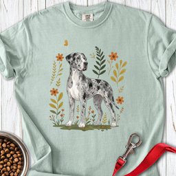 Merle Great Dane Flowers Premium Tee Gift For Dog Lover