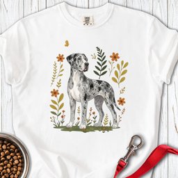 Merle Great Dane Flowers Premium Tee Gift For Dog Lover