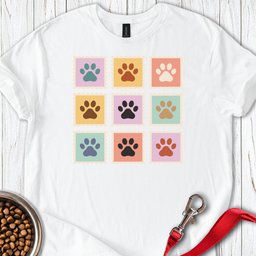 Pastel Paw Print Stamps T Shirt Gift For Dog Lover