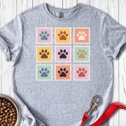 Pastel Paw Print Stamps T Shirt Gift For Dog Lover