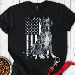 Merle Great Dane USA Flag T Shirt Gift For Dog Lover