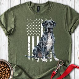Merle Great Dane USA Flag T Shirt Gift For Dog Lover