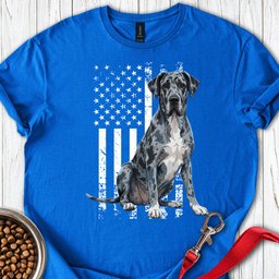 Merle Great Dane USA Flag T Shirt Gift For Dog Lover