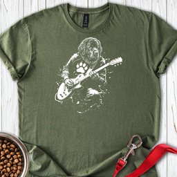 Newfoundland Guitar T Shirt Gift For Dog Lover