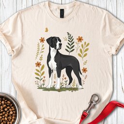 Mantle Great Dane Flowers T Shirt Gift For Dog Lover