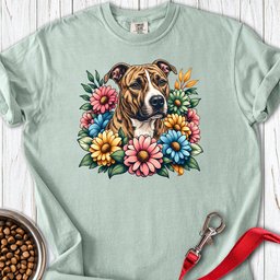 Pitbull Brindle Flower Wreath Premium Tee Gift For Dog Lover