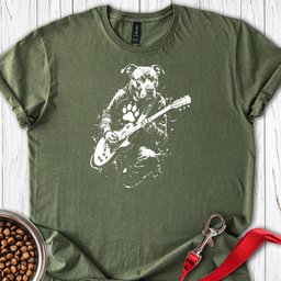 Pit Bull Guitar T Shirt Gift For Dog Lover
