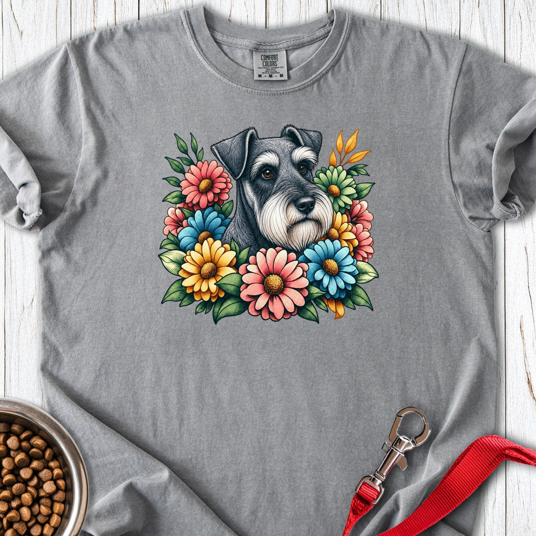 Schnauzer Floral Premium Tee Gift For Dog Lover