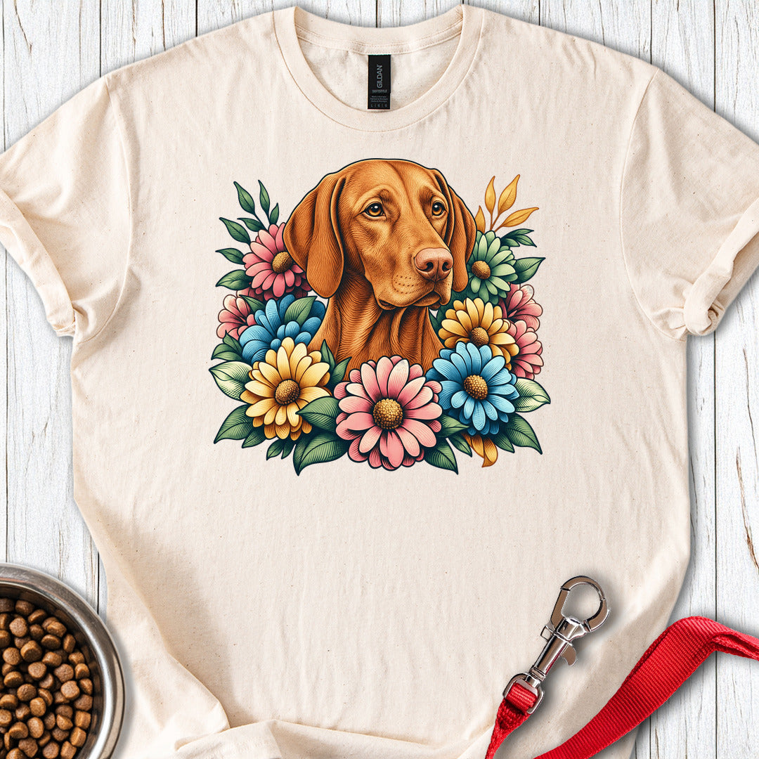 Vizsla Flower Wreath T Shirt Gift For Dog Lover