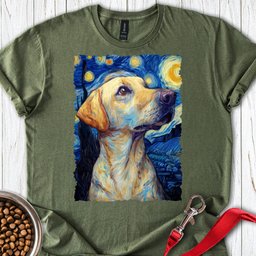Yellow Labrador Starry Night T Shirt Gift For Dog Lover