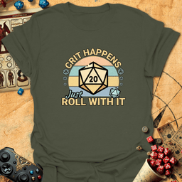 Crit Happens Sunset Tee Gift For Tabletop Gamer