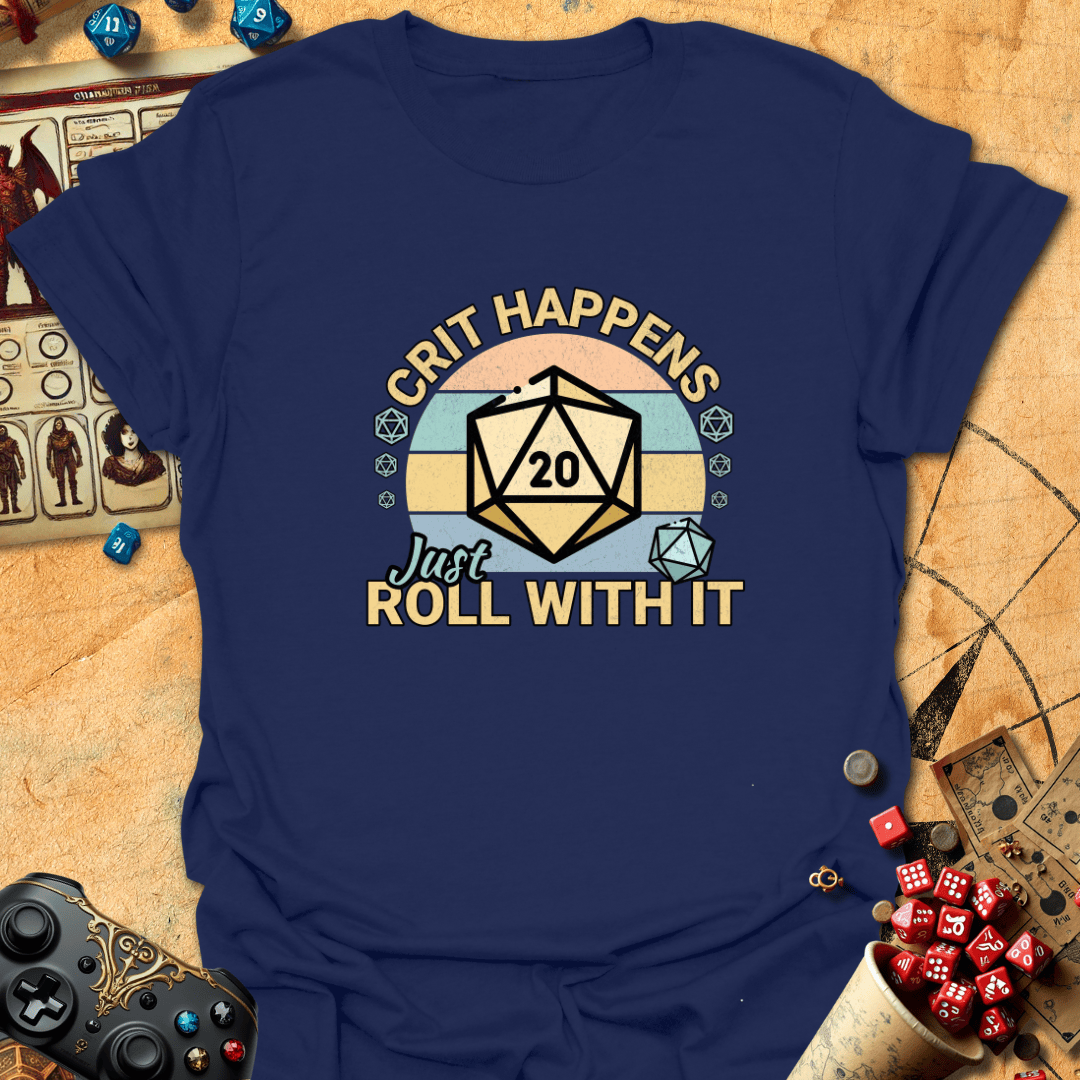 Crit Happens Sunset Tee Gift For Tabletop Gamer