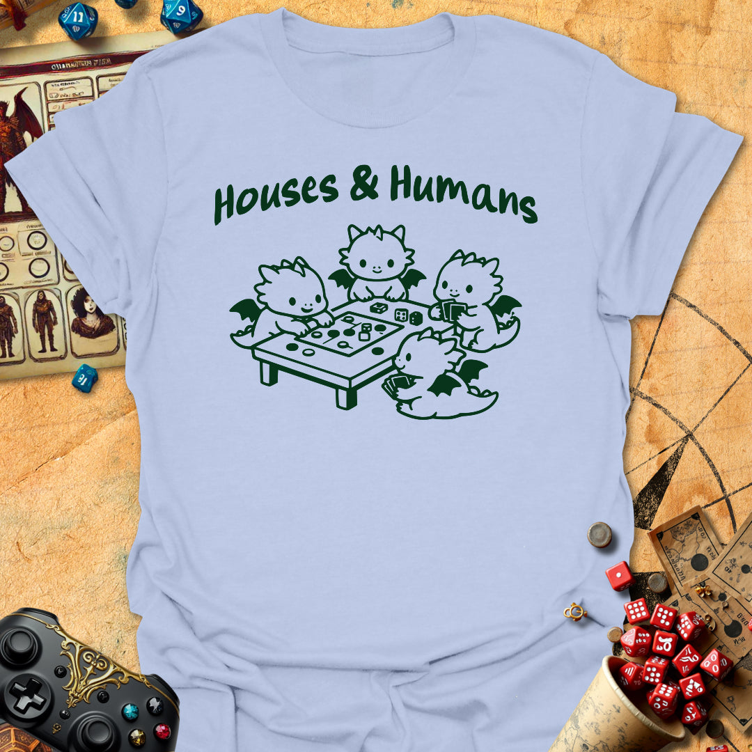 Cute Houses And Humans Tee Gift For Tabletop Gamer