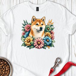 Shiba Inu Flower Wreath T Shirt Gift For Dog Lover