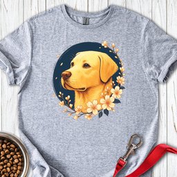 Yellow Labrador Flowers T Shirt Gift For Dog Lover