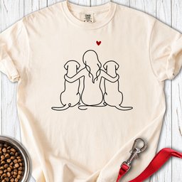 Two Labradors And Girl Premium Tee Gift For Dog Lover