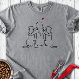 Two Labradors And Girl Premium Tee Gift For Dog Lover