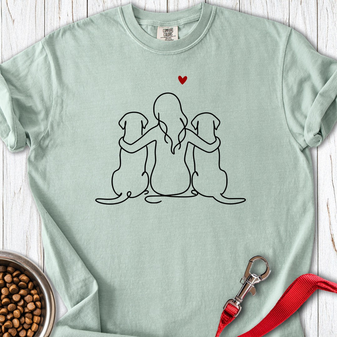 Two Labradors And Girl Premium Tee Gift For Dog Lover