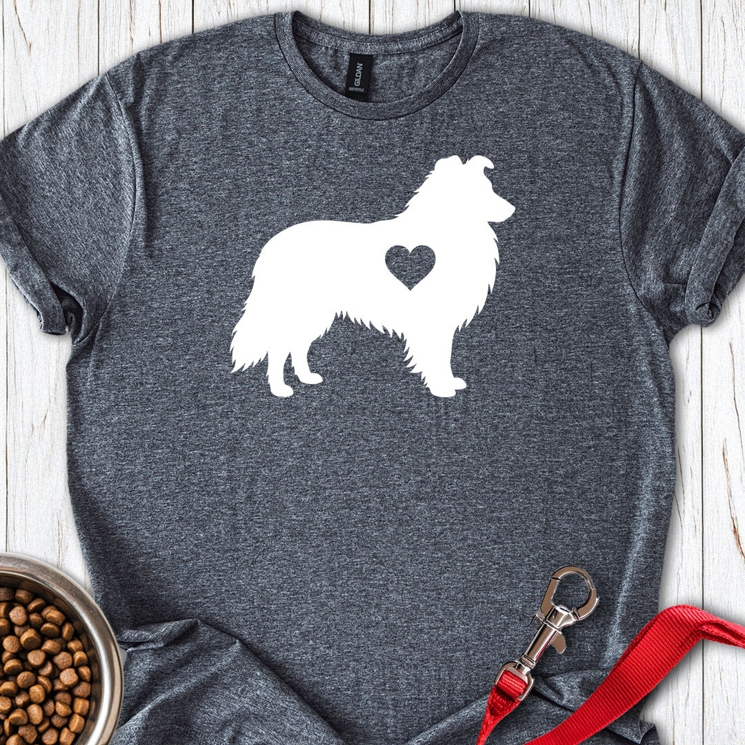 Shetland Sheepdog Heart Silhouette T Shirt Gift For Dog Lover