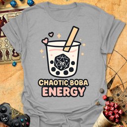 Chaotic Boba Energy Tee Gift For Tabletop Gamer