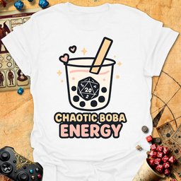 Chaotic Boba Energy Tee Gift For Tabletop Gamer