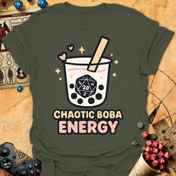 Chaotic Boba Energy Tee Gift For Tabletop Gamer