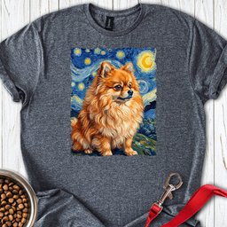 Pomeranian Van Gogh T Shirt Gift For Dog Lover