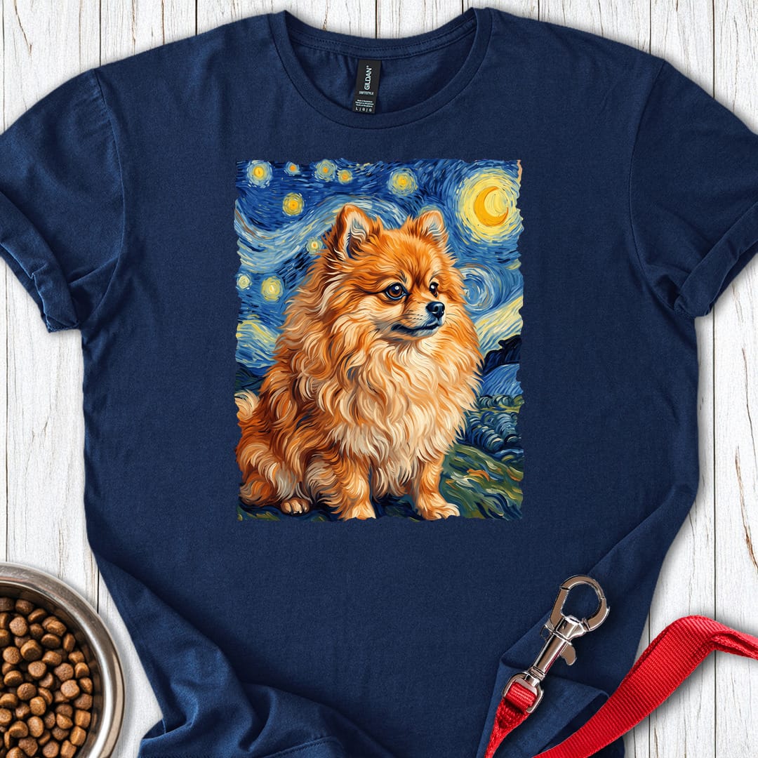 Pomeranian Van Gogh T Shirt Gift For Dog Lover