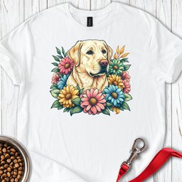 Yellow Lab Flowers T Shirt Gift For Dog Lover