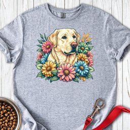 Yellow Lab Flowers T Shirt Gift For Dog Lover