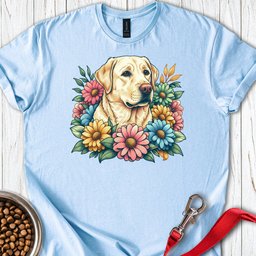 Yellow Lab Flowers T Shirt Gift For Dog Lover