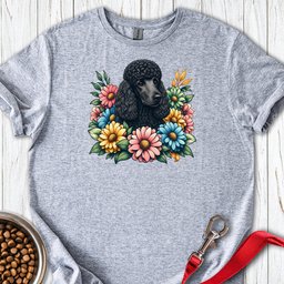 Standard Poodle Flower Wreath Black T Shirt Gift For Dog Lover