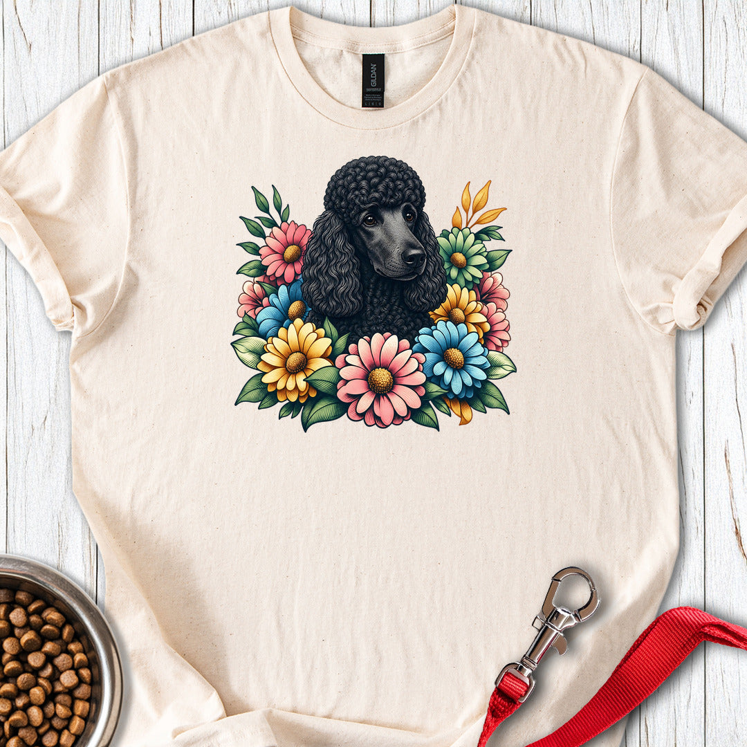 Standard Poodle Flower Wreath Black T Shirt Gift For Dog Lover