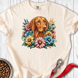 Vizsla Flower Wreath Premium Tee Gift For Dog Lover
