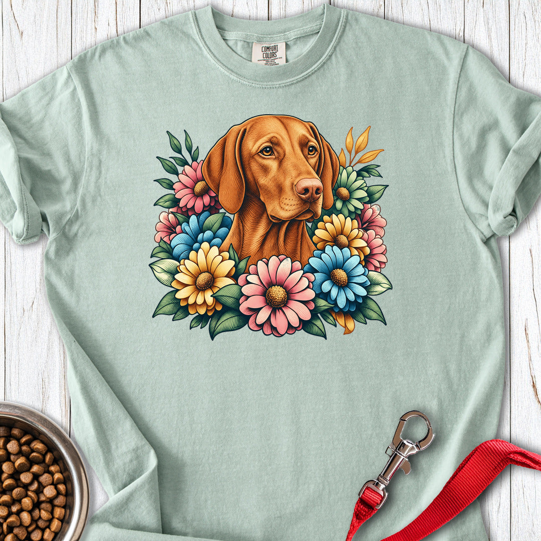 Vizsla Flower Wreath Premium Tee Gift For Dog Lover