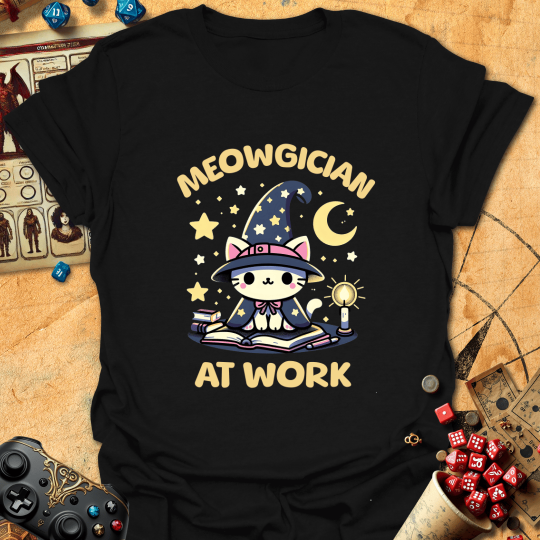 Meowgician Tee Gift For Tabletop Gamer