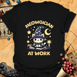 Meowgician Tee Gift For Tabletop Gamer