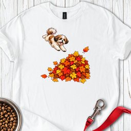Shih Tzu Fall Leaves T Shirt Gift For Dog Lover