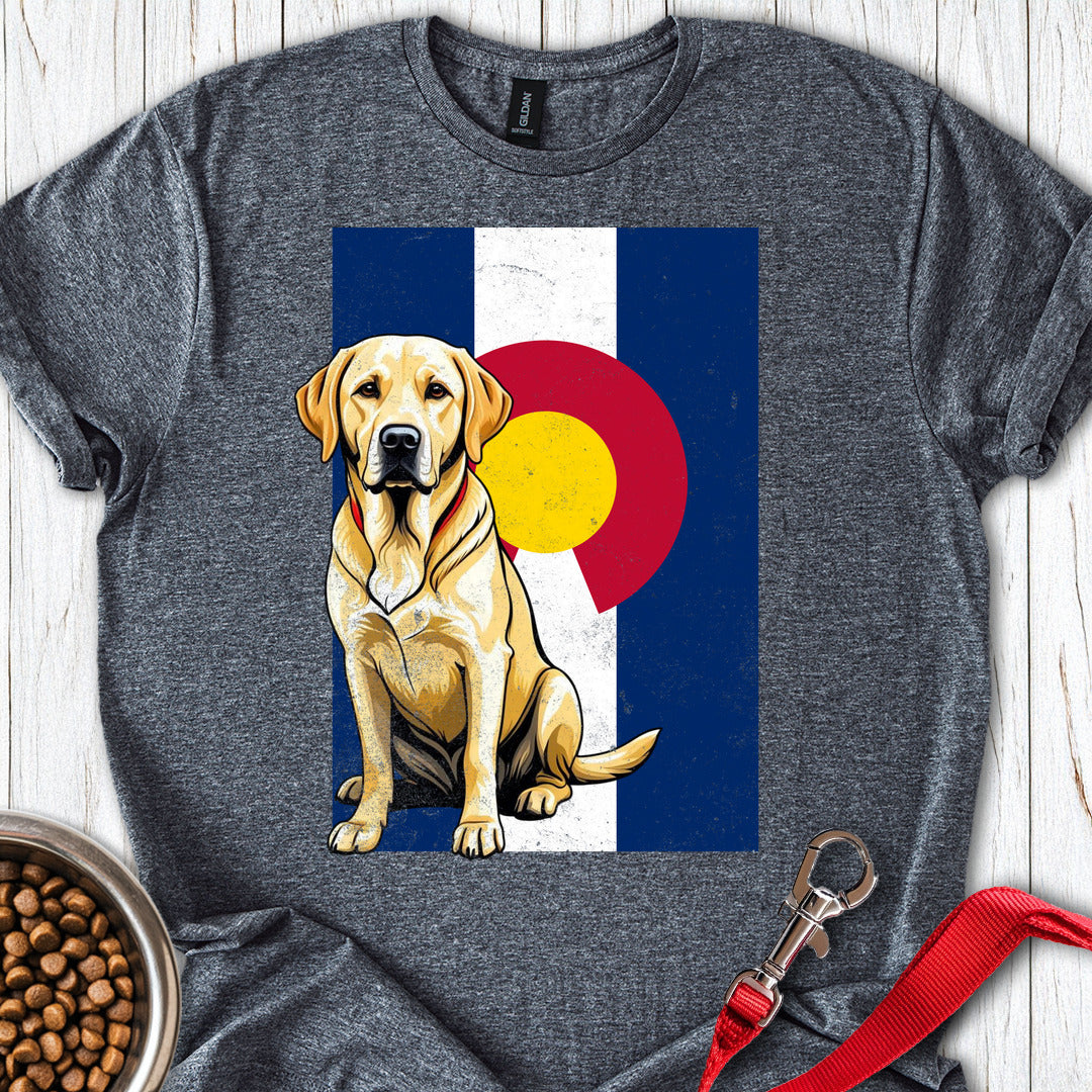 Yellow Labrador Colorado Flag T Shirt Gift For Dog Lover