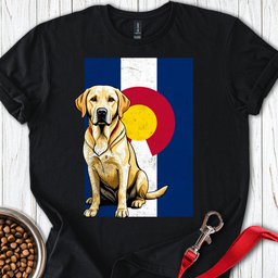 Yellow Labrador Colorado Flag T Shirt Gift For Dog Lover