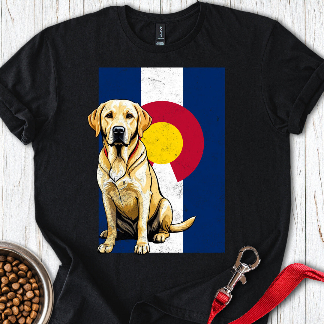 Yellow Labrador Colorado Flag T Shirt Gift For Dog Lover