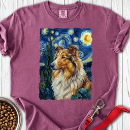 Rough Collie Van Gogh Premium Tee Gift For Dog Lover