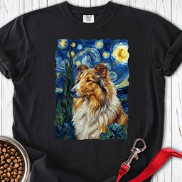 Rough Collie Van Gogh Premium Tee Gift For Dog Lover