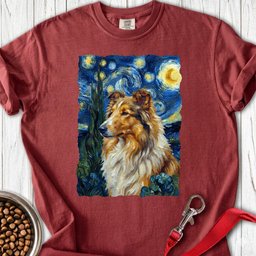 Rough Collie Van Gogh Premium Tee Gift For Dog Lover