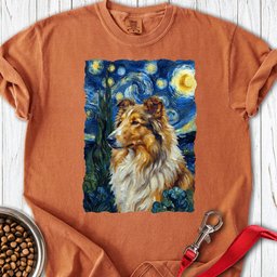 Rough Collie Van Gogh Premium Tee Gift For Dog Lover