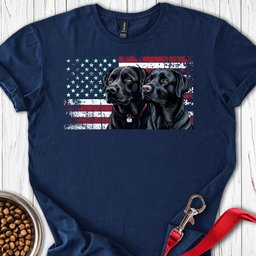 Two Black Labs USA T Shirt Gift For Dog Lover